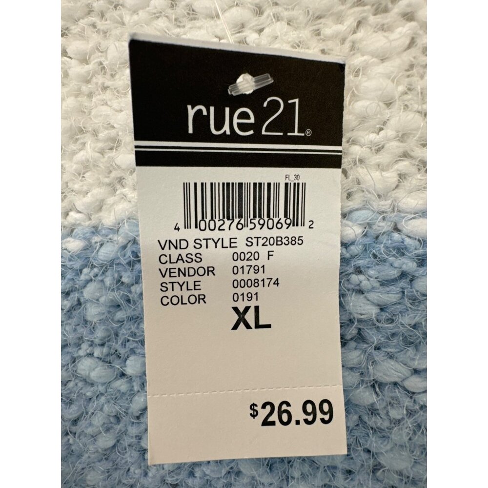 Rue21 Womens Sweater Sz XL NEW w/Tags Blue Striped V-Neck Cozy Comfy Classic - Picture 5 of 10